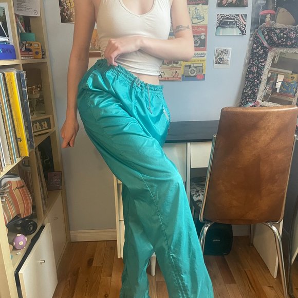 Mens Large Vintage 90s Neon blue windpants! - Picture 5 of 16